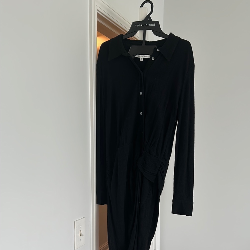 Veronica Beard Black Long Sleeve Buttoned Shirt Dress